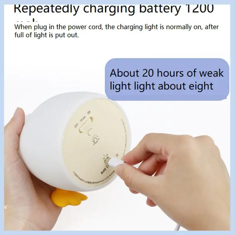 

AS63-PP Duck Nightlights Touch Silicone Light Rechargeable Dimmable Lamp Children Kids Bedroom Desktop Decor Birthday Gift