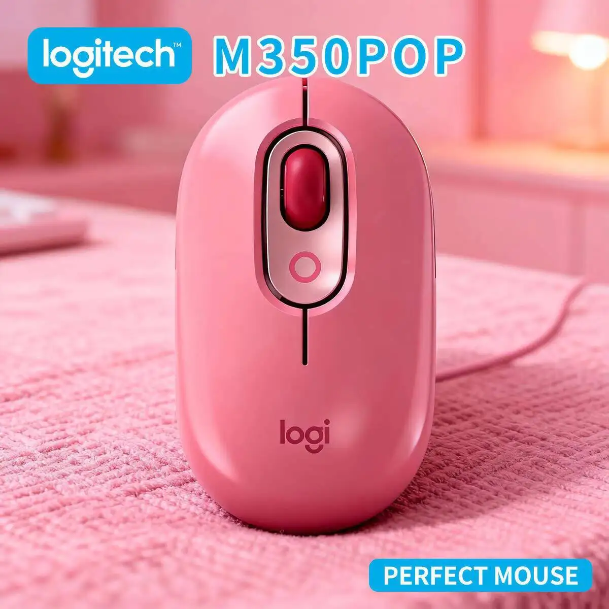 

Logitech M350 POP Pebble Mouse - Dual Wireless Modes, Auto Sleep Function, Ergonomic Grip, Quiet Operation for Library Cafe