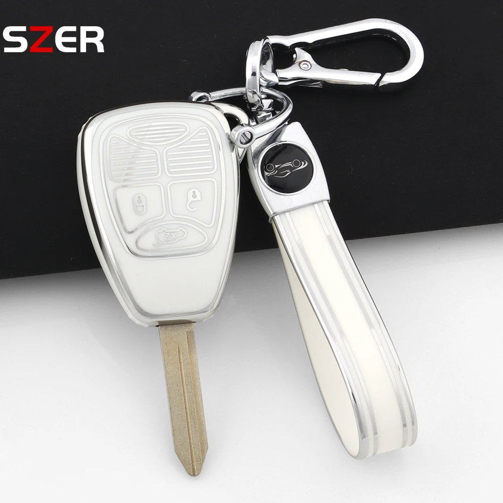 TPU Car Key Case for Dodge Avenger Caliber for Jeep Patriot Cherokee Compass for Chrysler Pacifica 300C Voyager Cover Holder