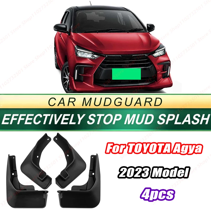 For TOYOTA Agya 2023 Model 4PCS Front Rear Mud Flaps Splash Guards Fender Mudguards Auto Accessories