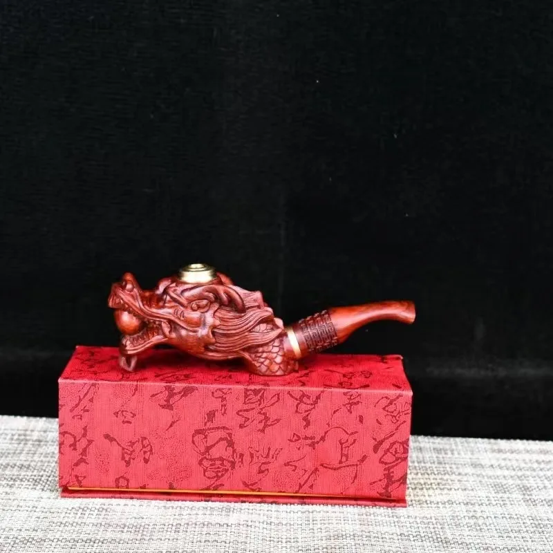 1pc cachimbo dragão garra artesanal de madeira maciça pote filtro de alta qualidade esculpida pequena folha vermelho sândalo presente masculino