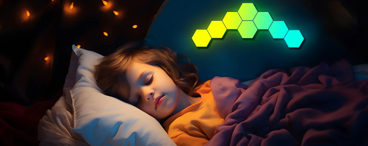 RGB Intelligent Hexagonal Wall Lamp Color Changing Ambient Night Light Hexagona Shape MeRGBW APP DIY Music Sync Game Room Home