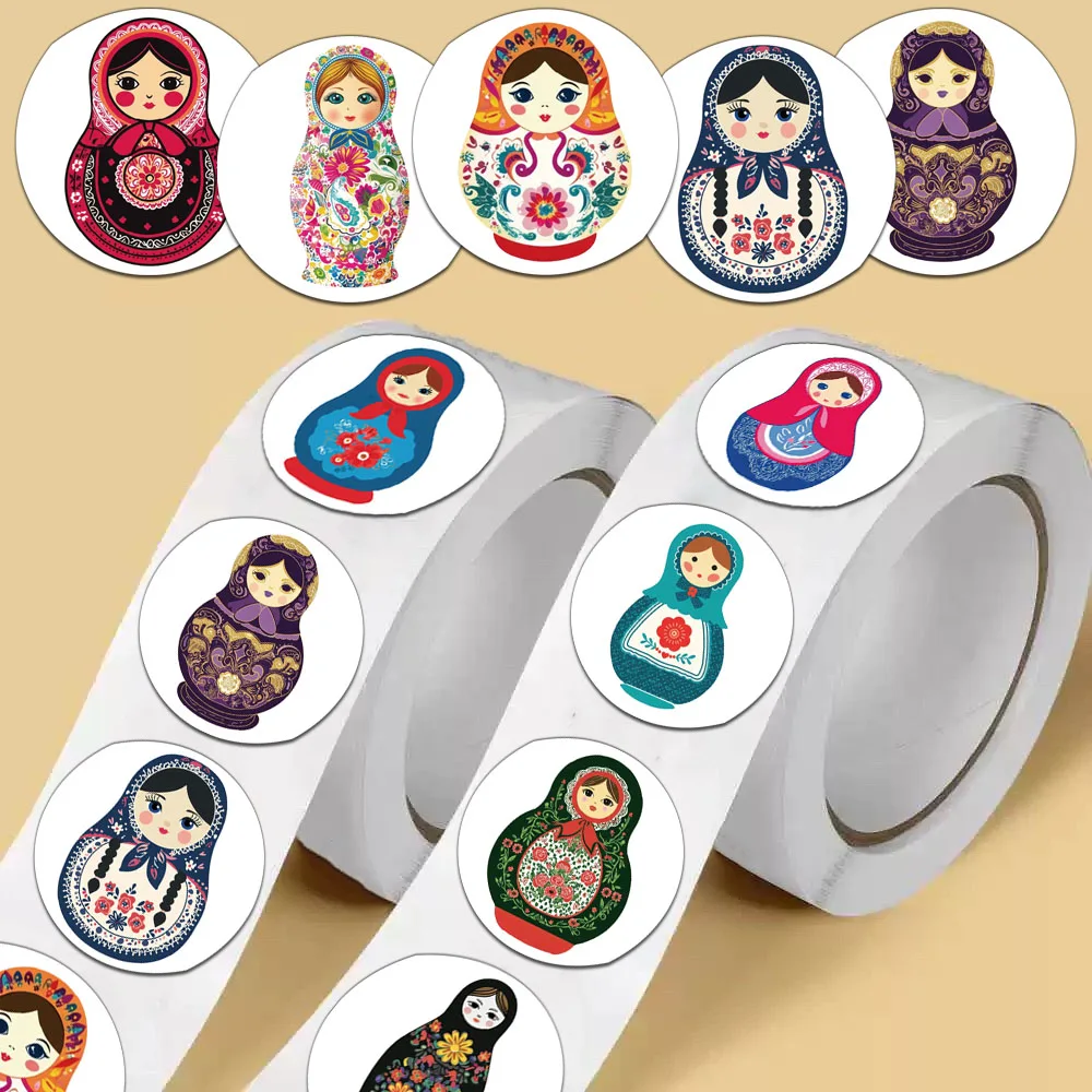 500 قطعة من ملصقات لفة الدمية الروسية الإبداعية، حافظات هواتف تزلج مزخرفة، أكواب مياه، دفتر ملصقات شخصية ذاتية الصنع