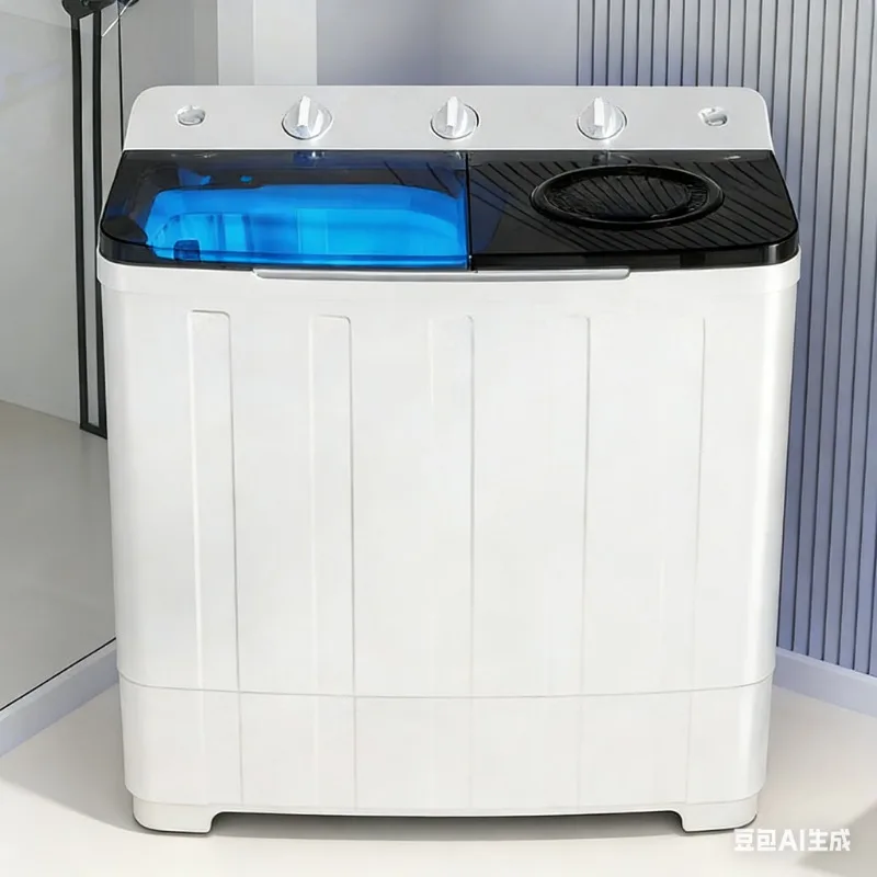 Semi-automatic washing machine double bucket and double cylinder household large capacity  washing machine portable