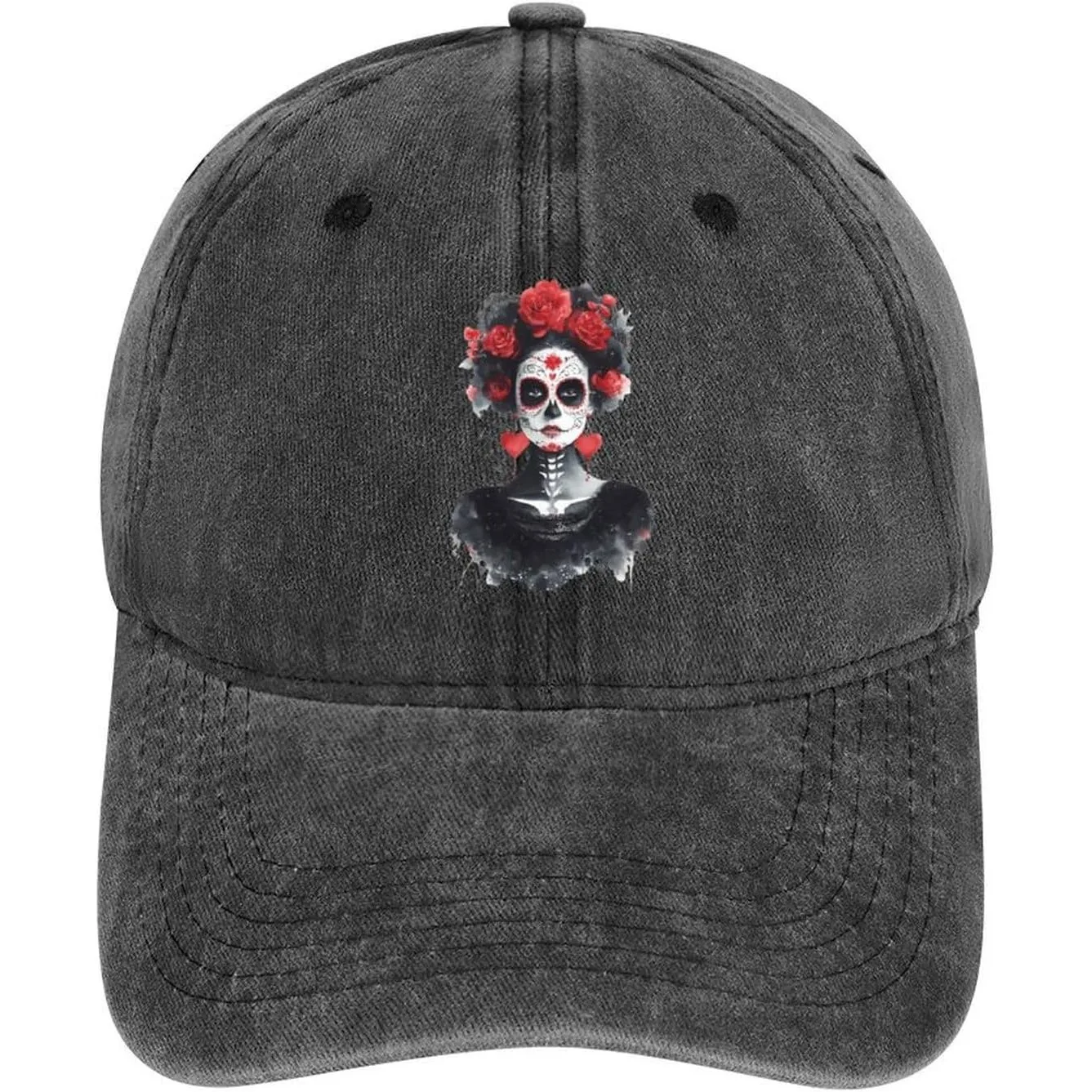 La Calavera Catrina Dia De Los Muertos Day Novelty Baseball Caps Funny Denim Vintage Adjustable Dad Hat Sun Visor