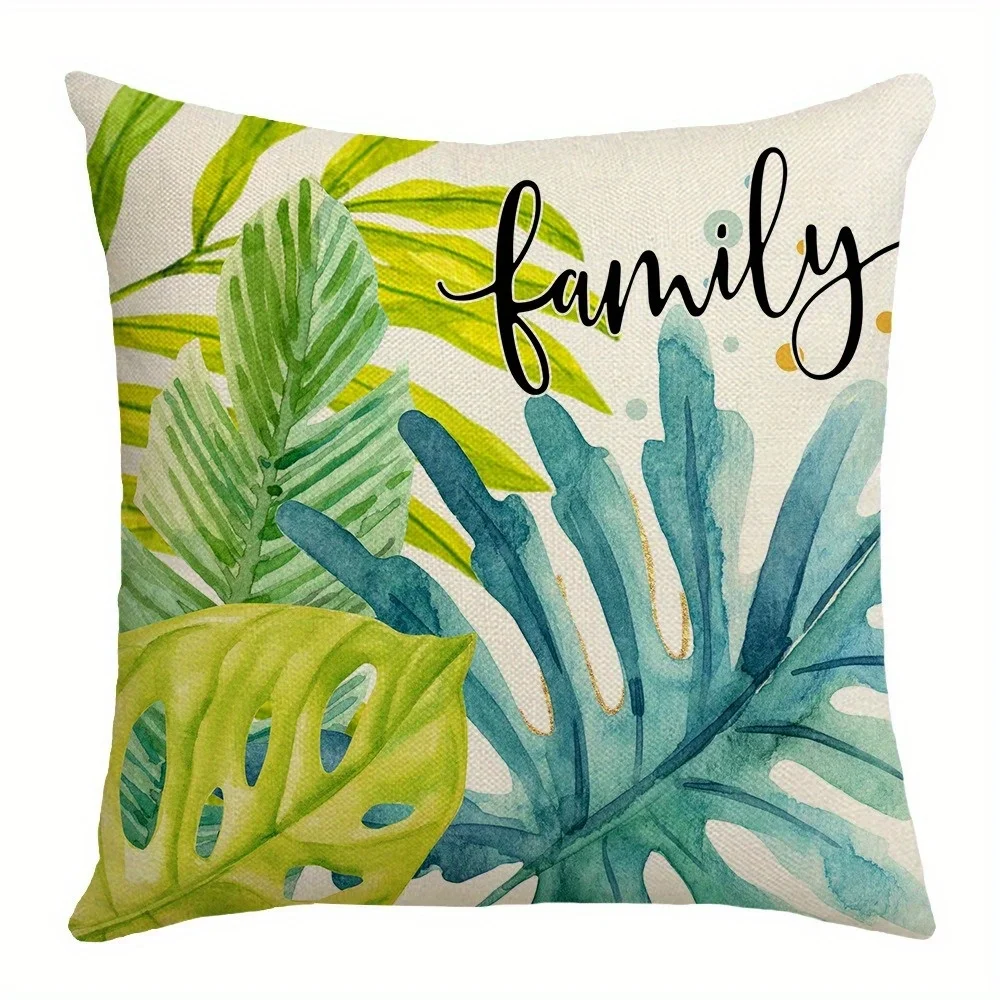4Pcs Tropical Leaf Pillow Covers 45x45cm Double-sided Printed Cushion Cases Family Home Sweet Home Decor Throw Pillows No Insert