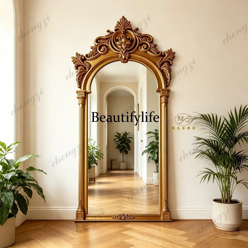 H134 wall-mounted full-body mirror home living room floor mirror light luxury clothing fitting mirror customization