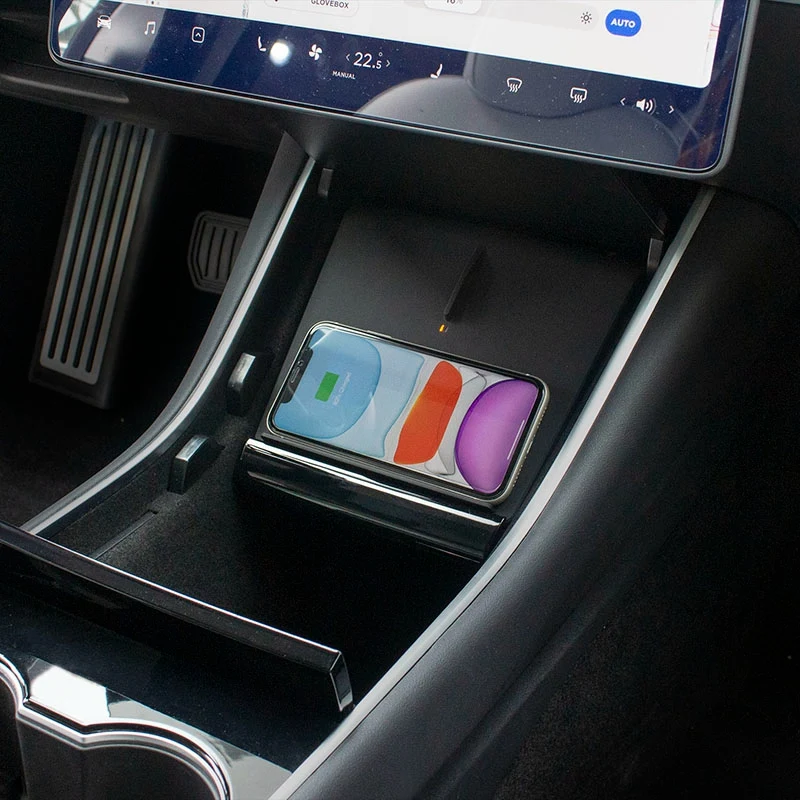 Cargador inalámbrico para Tesla modelo 3, almohadilla de carga de teléfono inalámbrico, accesorios de consola central Interior de coche, 15W, 2017, 2018, 2019, 2020