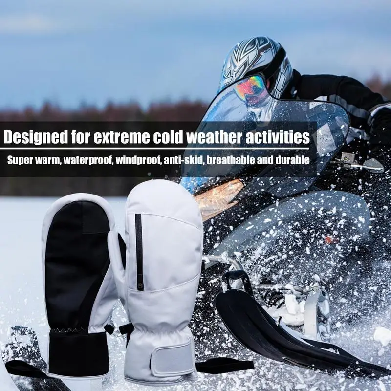 Guantes de nieve gruesos térmicos para hombre y mujer, manoplas cálidas con pantalla táctil de invierno para adultos, para clima frío, manoplas de moto de nieve