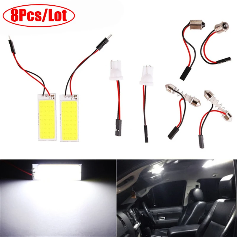 

2 Set T10 36 COB SMD LED White Panel Dome Light Car Interior Reading Lamp Long Lasting High Brightness Universal Auto Lights