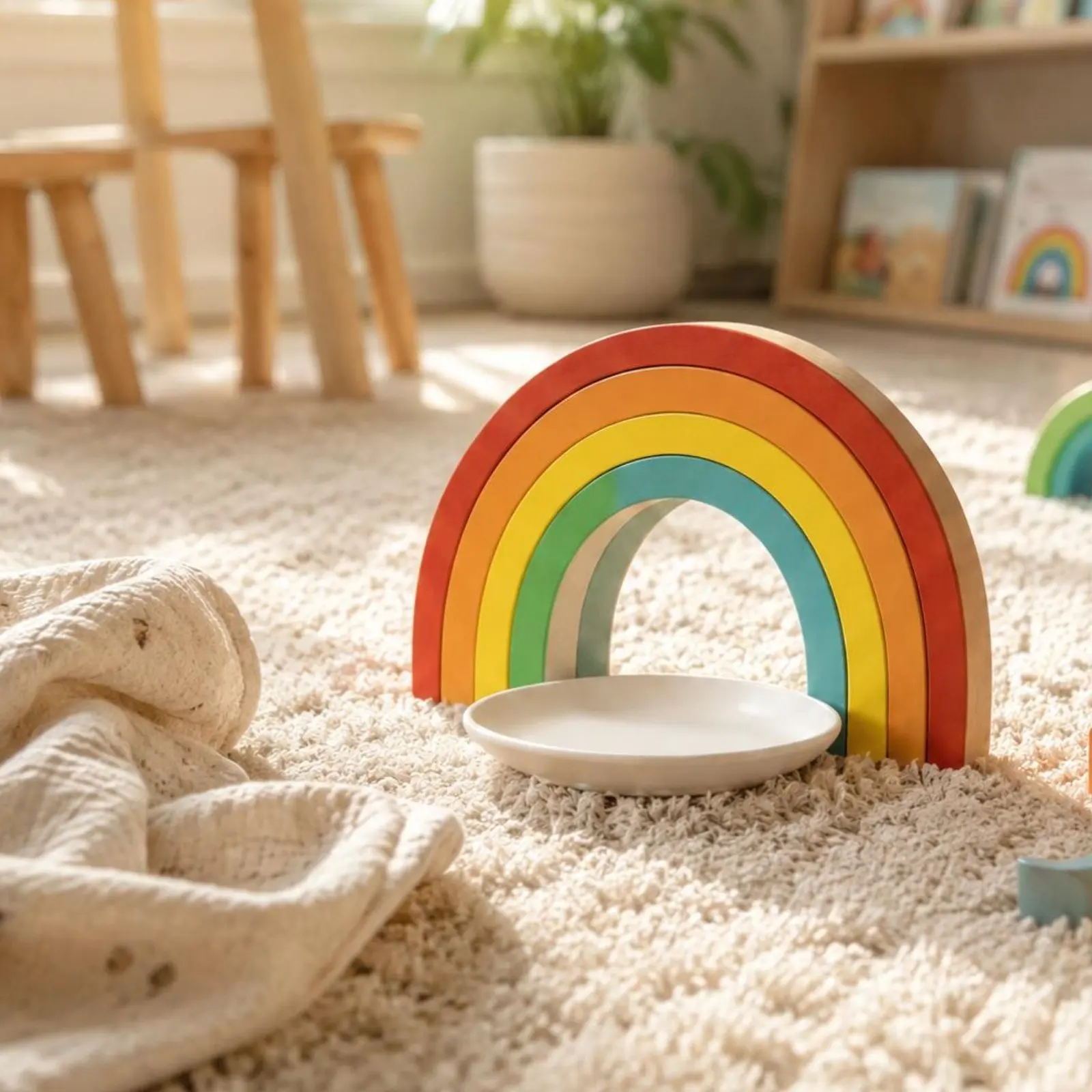 

Rainbow Arch Stacking Toy Solid Wood Wooden Rainbow Stacker Arch Stacker Imaginative Play Multicolor