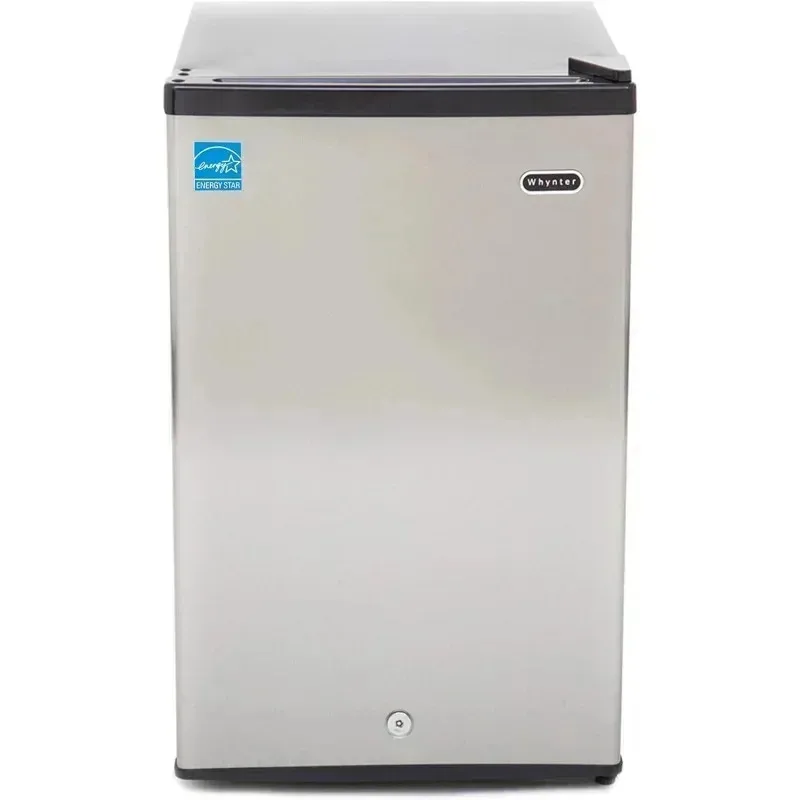 KC3BWhynter CUF-210SS Mini، 2.1 قدم مكعب، فريزر رأسي صغير مع قفل، ستانلس ستيل، أسود نسكو ديل، علي