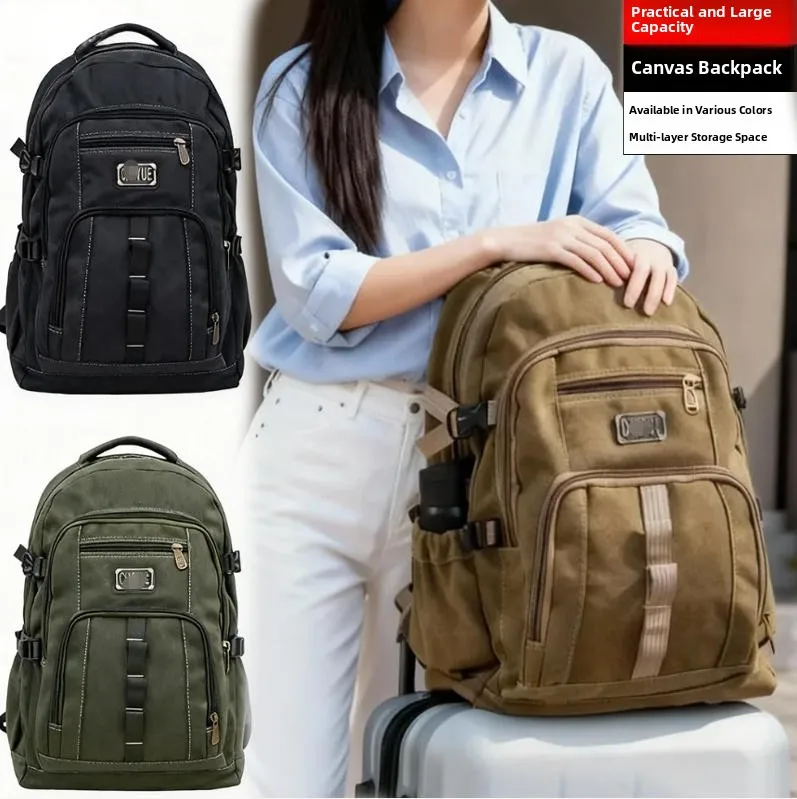 

Durable Thiened Canvas Bapa Large Capaci Traveling Men's Sle Double oulder Bag for Middle School Students And Hiking