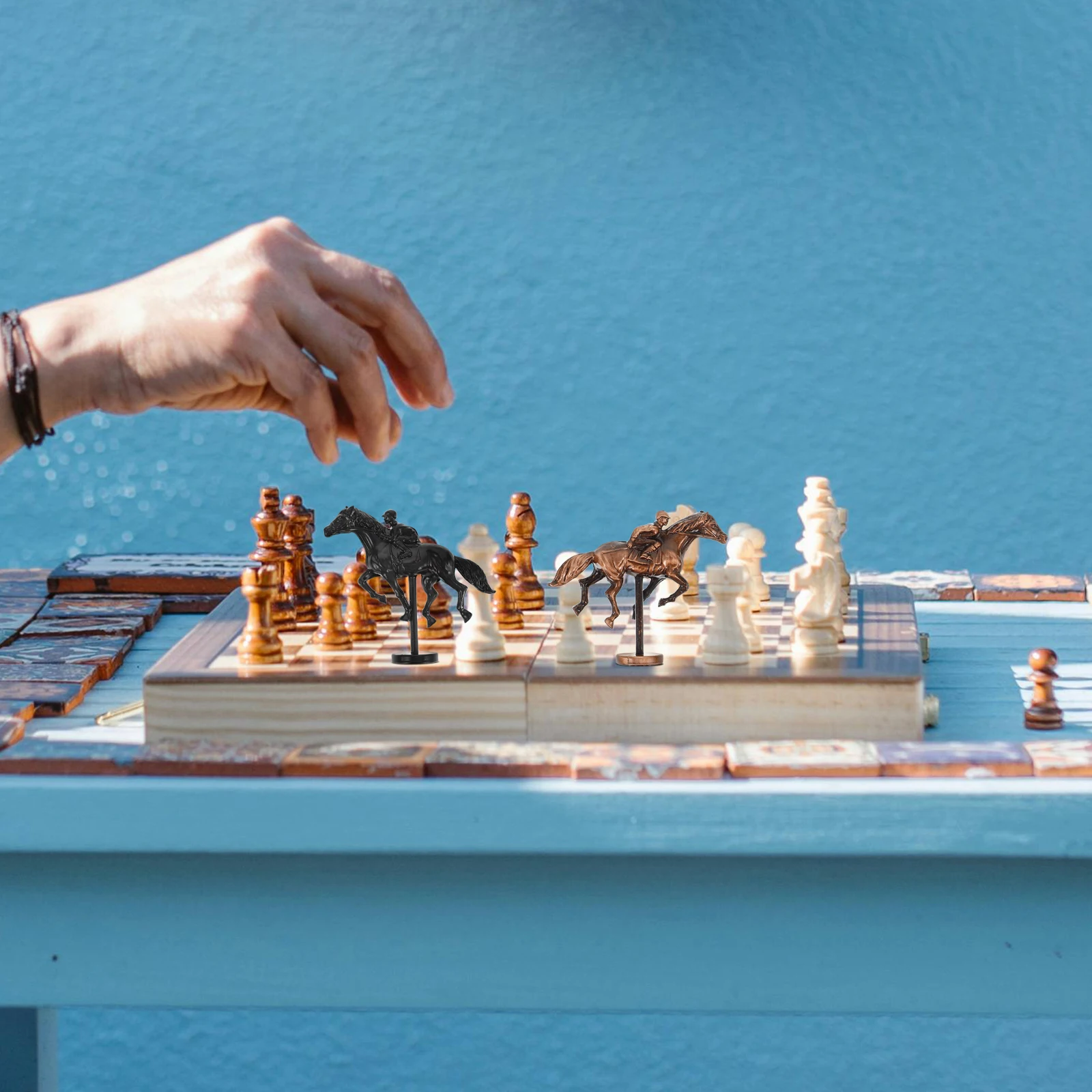 

2 Pcs Horse Racing Chess Pieces for Board Game Prop Checkerboard Metal Figure Alloy Games Souvenir