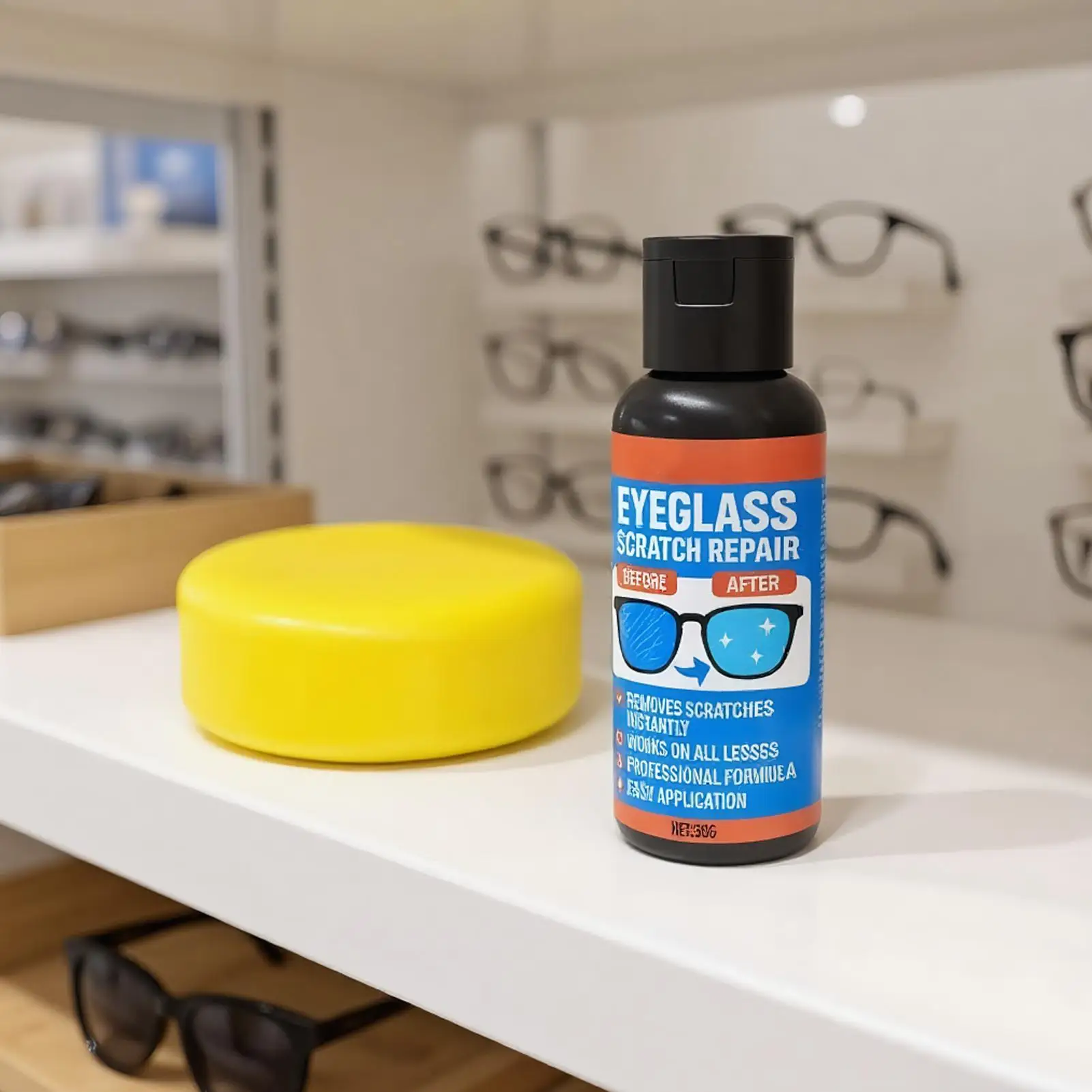 Eyeglass Scratch Repair Pastewith Sponge , Glass Lens Polishing Cream, Grinding Restoration Wax Anti-Scratch Care for Mirror