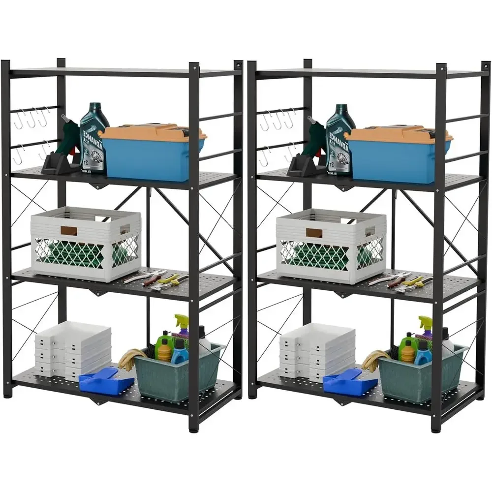 Double-Tiered Greenhouse Shelving, Heavy-Duty Steel, No Assembly, 130lbs Capacity, 28x14.6x44.7, 2-Pack, Black