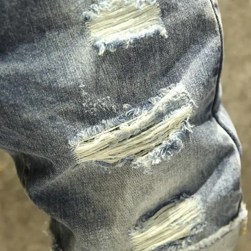 Celana Jeans Pendek Bermuda Ramping Robek untuk Pria Celana Pendek Denim Pria Baru Fashion Y2k Populer Asli Celana Pendek Denim Pria Baru Harajuku
