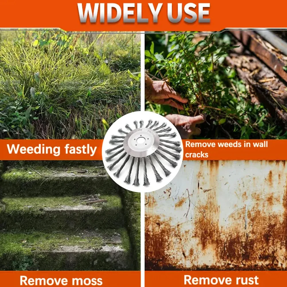 10inch Derusting Weeding Wheel Universal Garden Weeding Brush Removal Rust Rotary Weed Brush Lawn Mower Brush Cutter Accessories