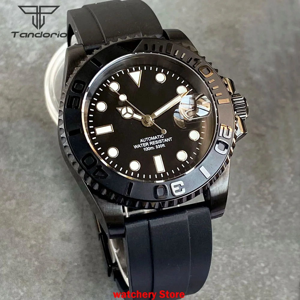 사용자 정의 40mm 블랙 PVD 케이스 사파이어 시계 200M 방수 NH35A 자동 운동 남자 시계 사이클롭 빛나는 다이얼