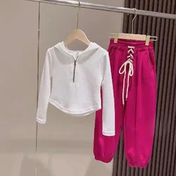 Spring Girls' Clothing Set Fashionable Sports Suit Zipper Sweater +Pants Autumn Baby Kids Clothes Middle School Children's Set