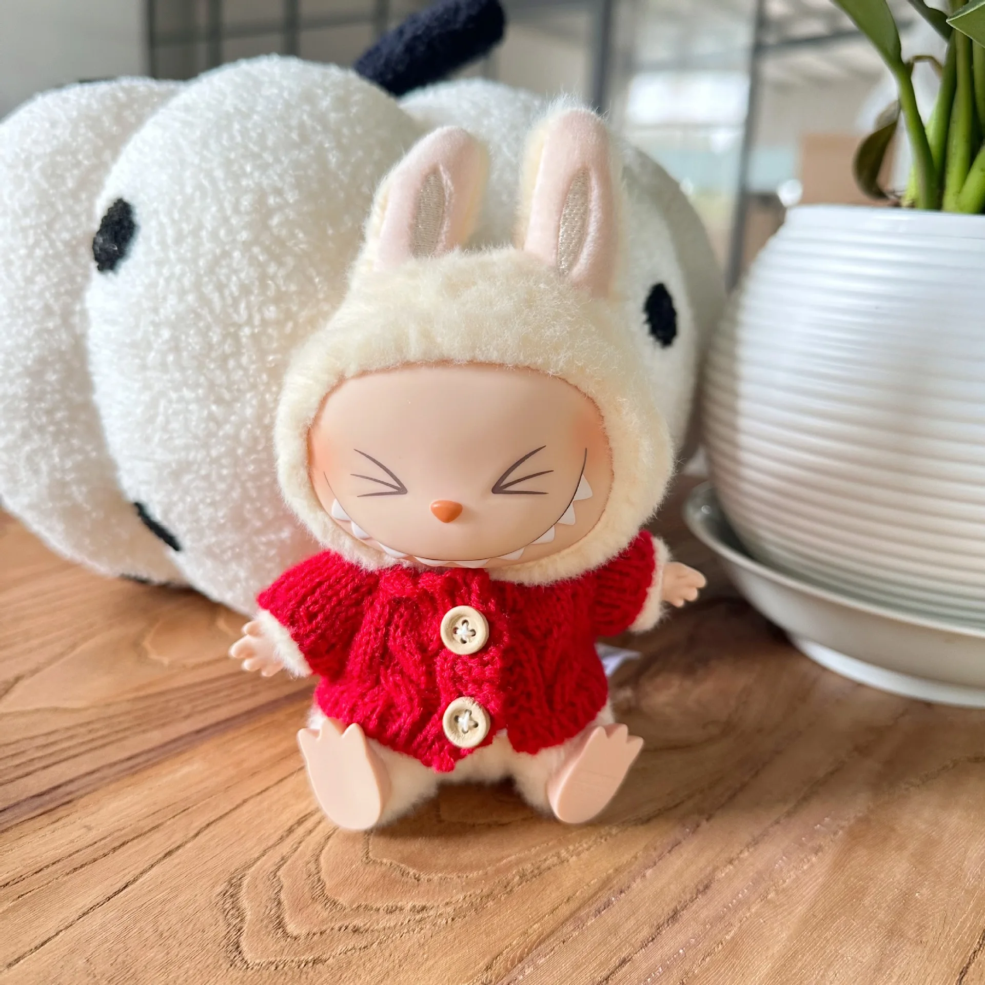 Coffret cadeau ultime pour poupées Labubus assises de 17cm, pull, chapeau, lunettes, vêtements et accessoires complets, cadeau