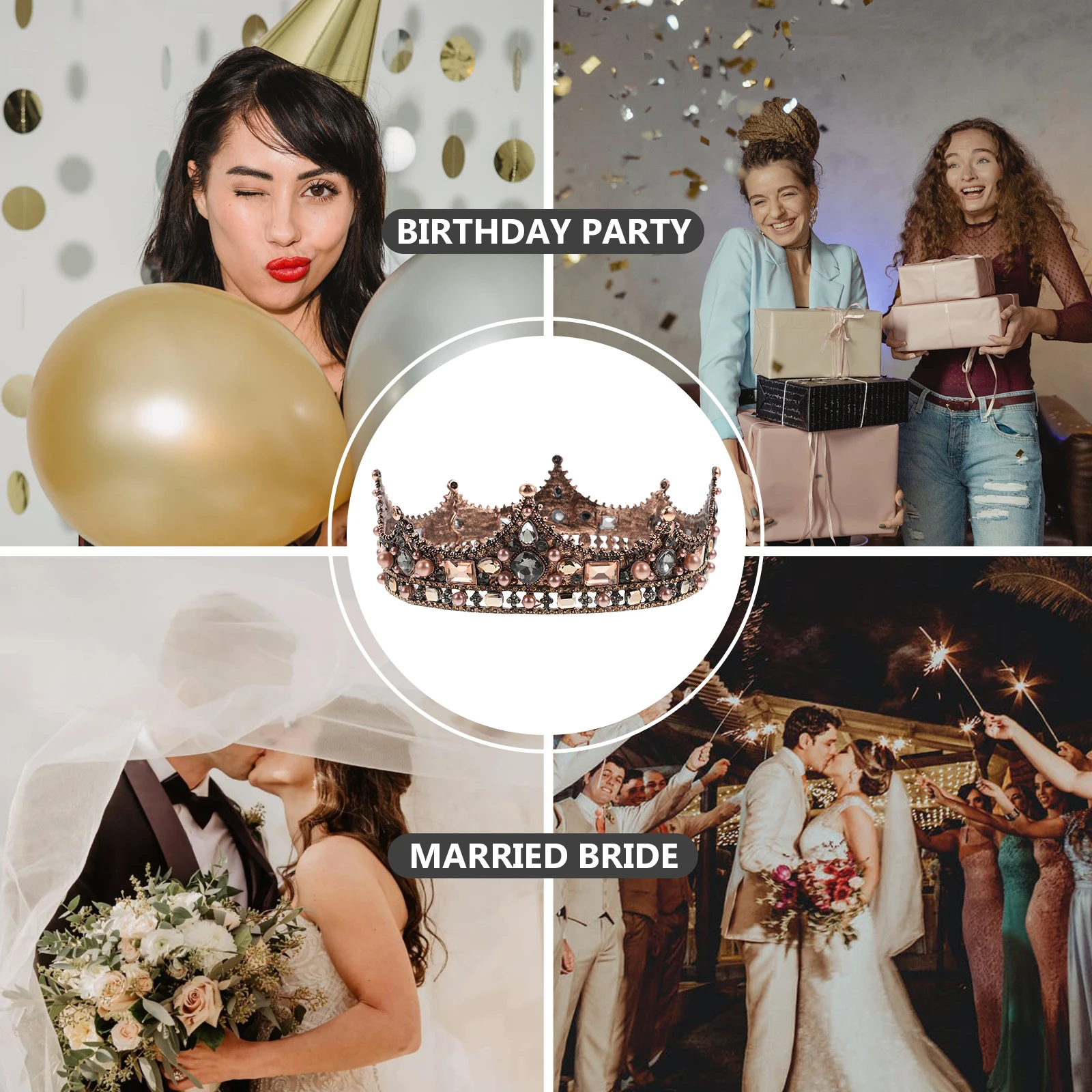 

1Pcs Vintage Bridal Crown Elegant Baroque Wedding Headwear Hair Accessory Delicate Bride Tiara for Special Occasions