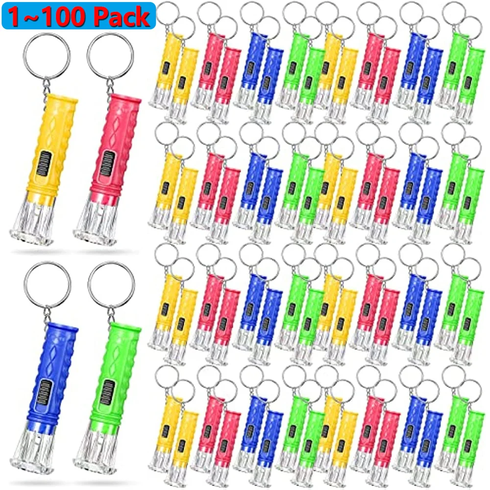 

1~100PCS Mini Flashlight Keychain Keyring Torch for Kids Small Pocket Light Hiking Camping Travel Party Favors Goody Bag Stuffer