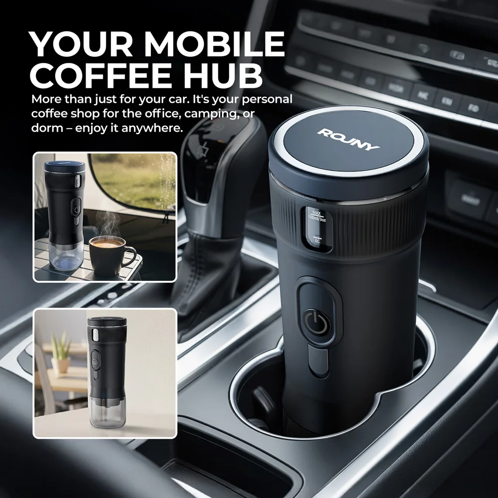 Cafetera portátil MIUI, pequeña máquina de café expreso DC12V, cafetera de viaje para coche, exteriores, Camping, mochilero, ligera