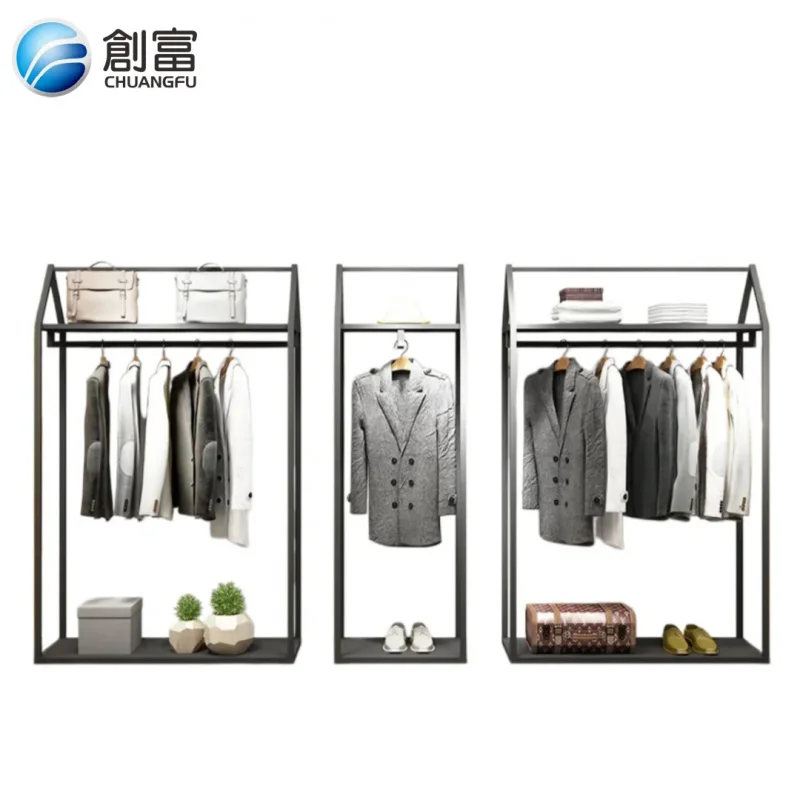 custom.Floor Standing Men's Clothing Display Stand Custom Polished Stainless Steel Garment Rack Bright Plating Powder Coati