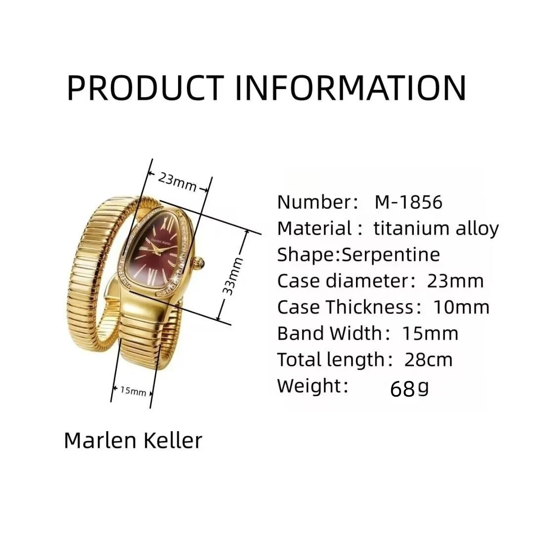 Brand Marlen Keller Fashion Snake Watches Women Luxury Gold Quartz Watch Ladies Dress Diamond AAA Wristwatch Girl Reloj Hot Sell