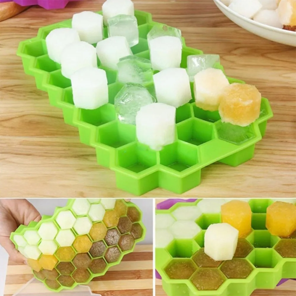 

37 Compartment Honeycomb Ice Compartment Molds Jelly Ice Cube Tray with Lid Honeycomb Ice Box Moulds