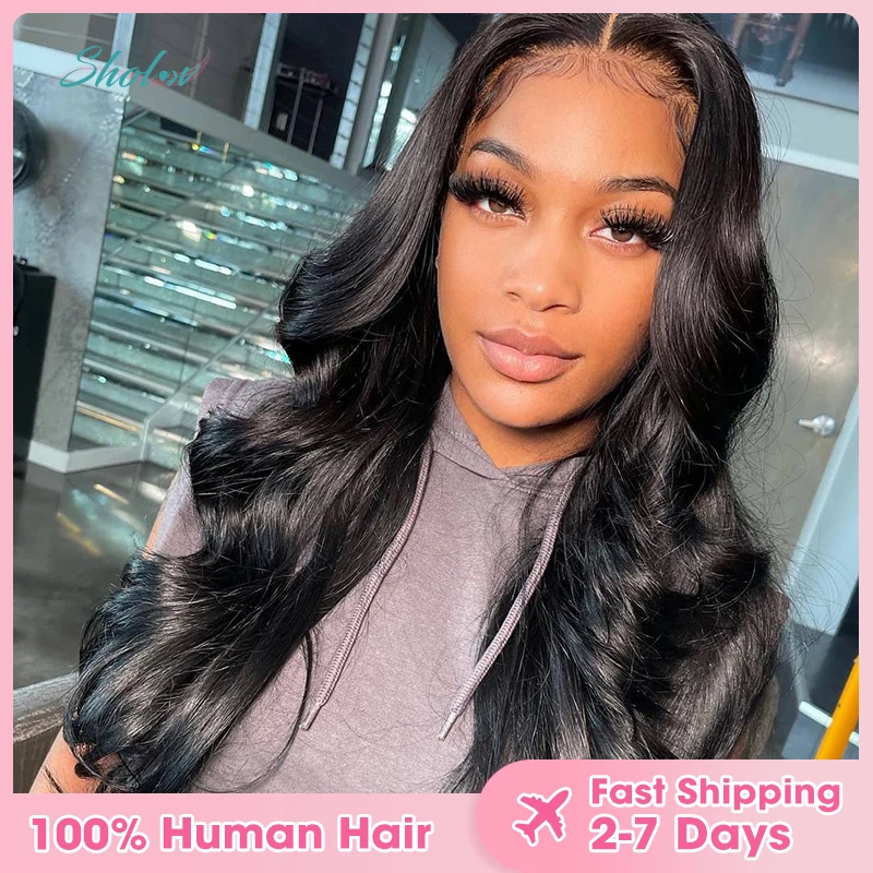 18-26 Inch Body Wave Lace Front Wigs Human Hair 13x4 Lace Front Wigs Human Hair 150% Density Natural Color For Black Woman