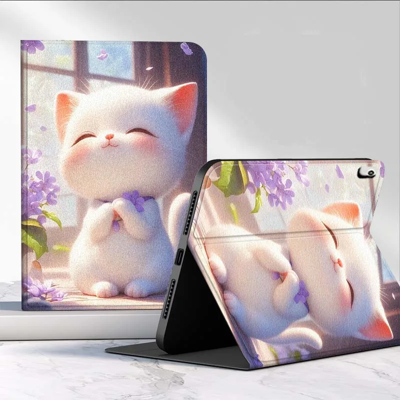 capa-para-tablet-huawei-mediapad-matepad-pro-air-12-x-t5-t10s-m6-m5-c5e-se-11-115-polegadas-com-estampa-floral-roxa-e-gato-popular