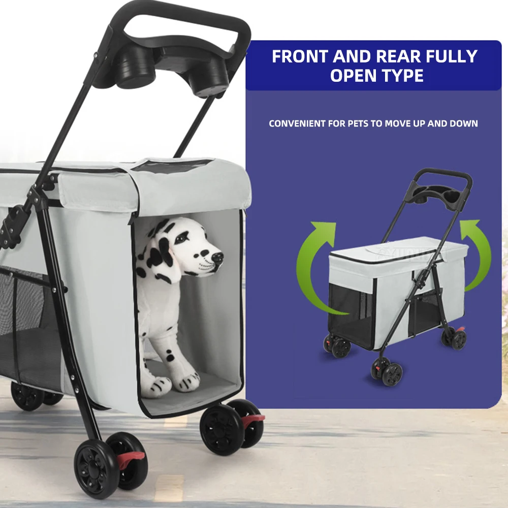 Multifunctional Foldable Pet Stroller for Medium and Large Dogs, Portable Large Dog Carrier for Outdoor Travel