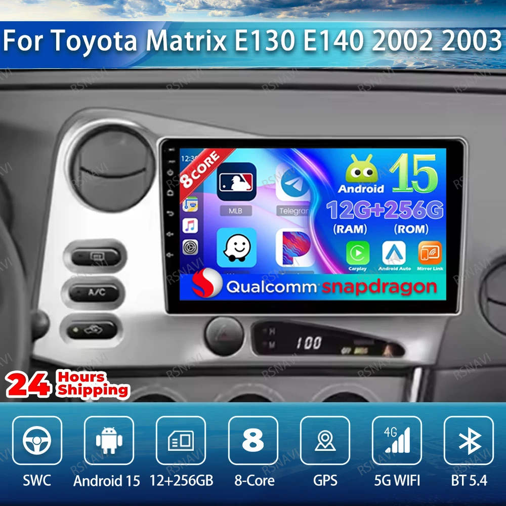 

Android 15 Car Radio For Toyota Matrix E130 E140 2002 2003 2004 2005 2006 Autoradio Multimedia Head Unit Navigation GPS QLED BT