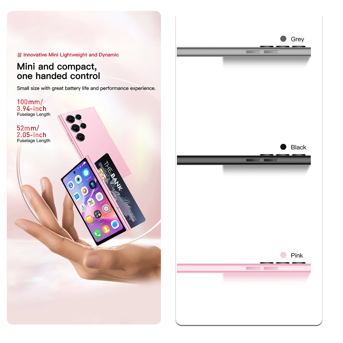 【World Premiere】ONEMYTH S26 Pro Mini Smartphone 4G Network Dual SIM Play Store 4.0 Inch HD Display 2000mAh 2GB+16GB Android 12.0