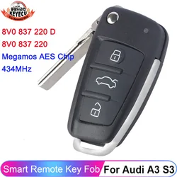 KEYECU 8V0 837 220 D / 8V0 837 220 Keyless 434MHz For Audi A3 S3 2012 2013 2014 2015 2016 2017 2018 2019 Smart Key Remote Fob