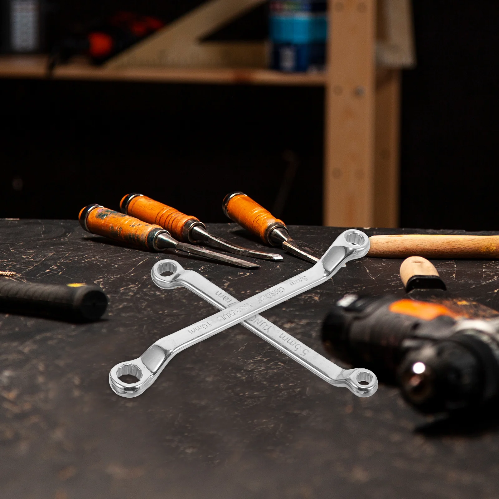 

4pcs Dual-Head Ratcheting Wrench Tool Heat-Treated Metal For Tight Spaces Car Repair Portable Spanner Swivel Head Wrench