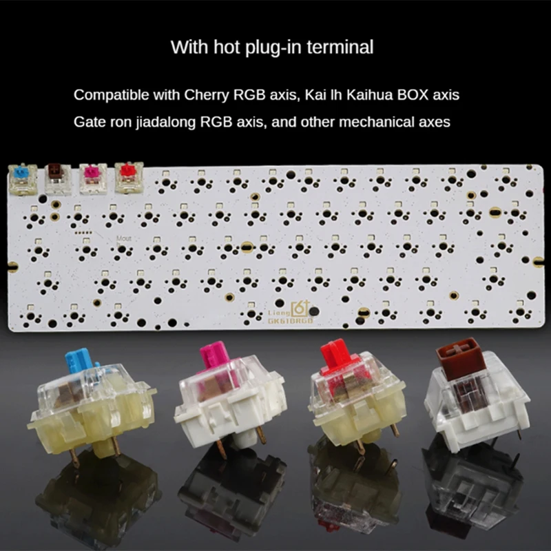 GK61 Mechanical Keyboard PCB Motherboard Hot Plug GH60RGB Music Rhythmized Wired Wireless White Durable Easy To Use Reusable