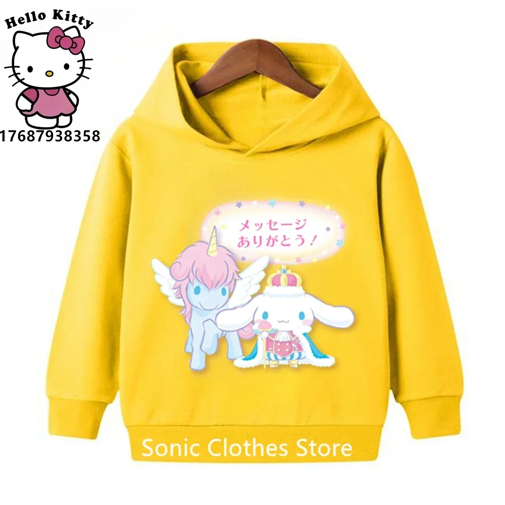 Cinnamoroll Children Hoodies Girls Clothes Sport Sweatshirts Kawaii Pullover Anime Cartoons Boy Kids Casual Fashion Sanrio Tops