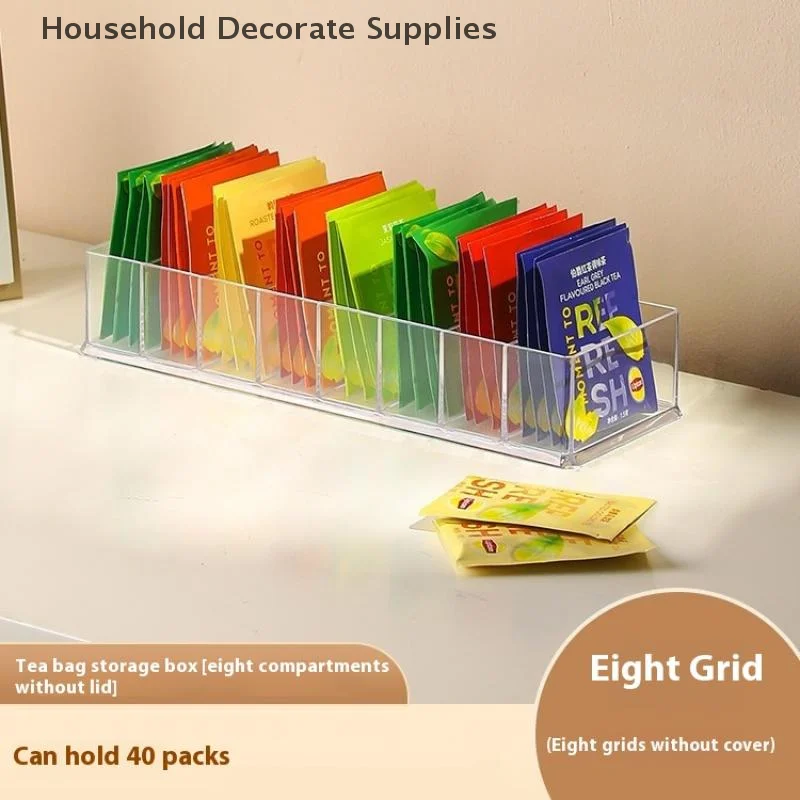 

Коробка для хранения цветочных чайных пакетиков, прозрачная коробка для дисплея, 8-сеточная классификационная коробка, многофункциональный настольный органайзер, инструмент