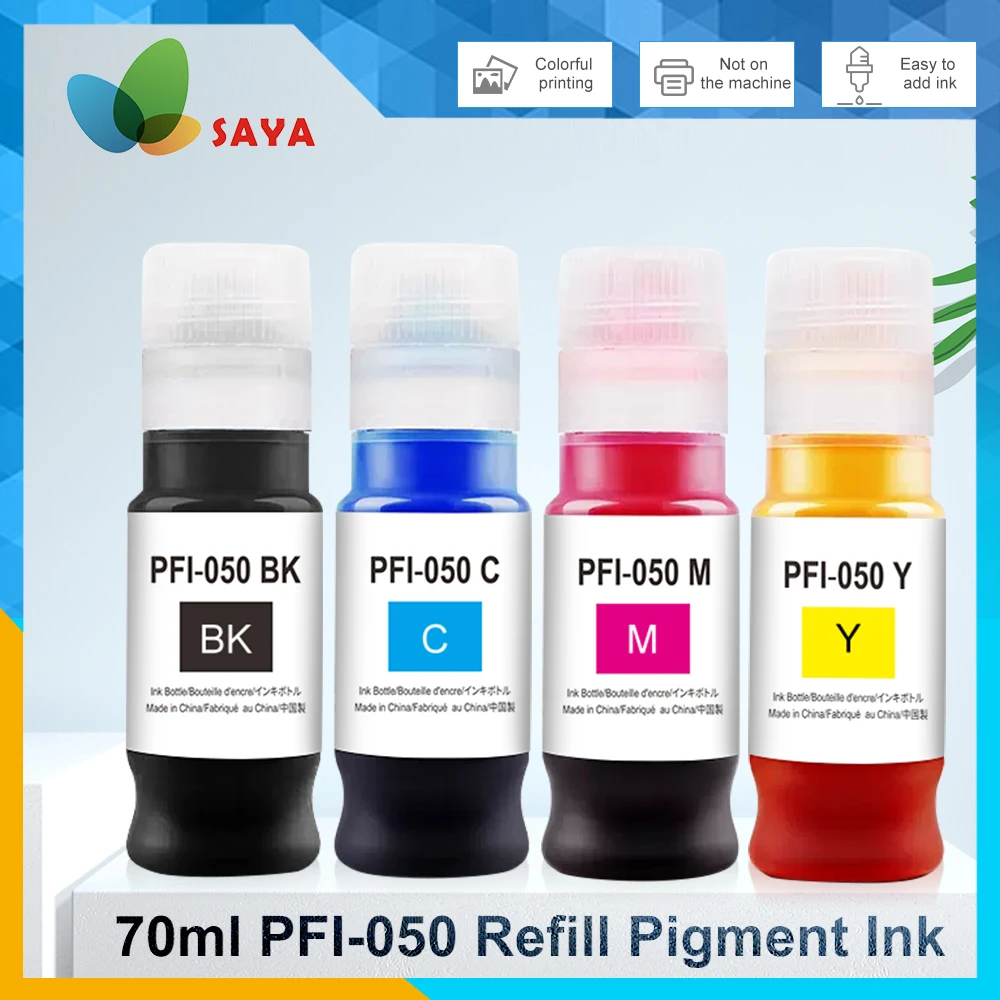 

Saya PFI-050 ink PFI050 refill pigment ink For Canon TC-20 TC-20M printer PFI 050 pigment ink 4 Colors Bk C M Y