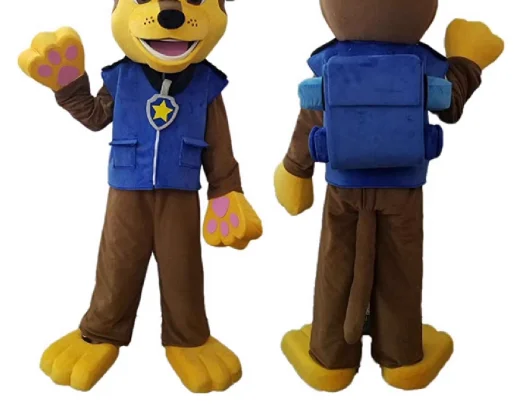 Braunes Hunde-Maskottchen-Kostüm, Werbezeremonie, ausgefallenes weißes Hundekleid, Freunde, Party, Karneval, Leistung, Halloween, Cosplay, Maskottchen