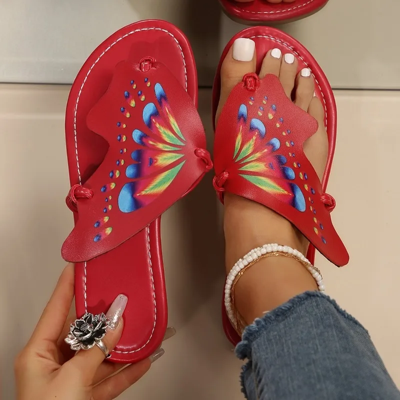 

Summer New Women's Shoes Casual Flat Slippers for Women Ladies Outdoor Slides Shoes Plus Siz 43 Butterfly Flip Flops Beach Shoes