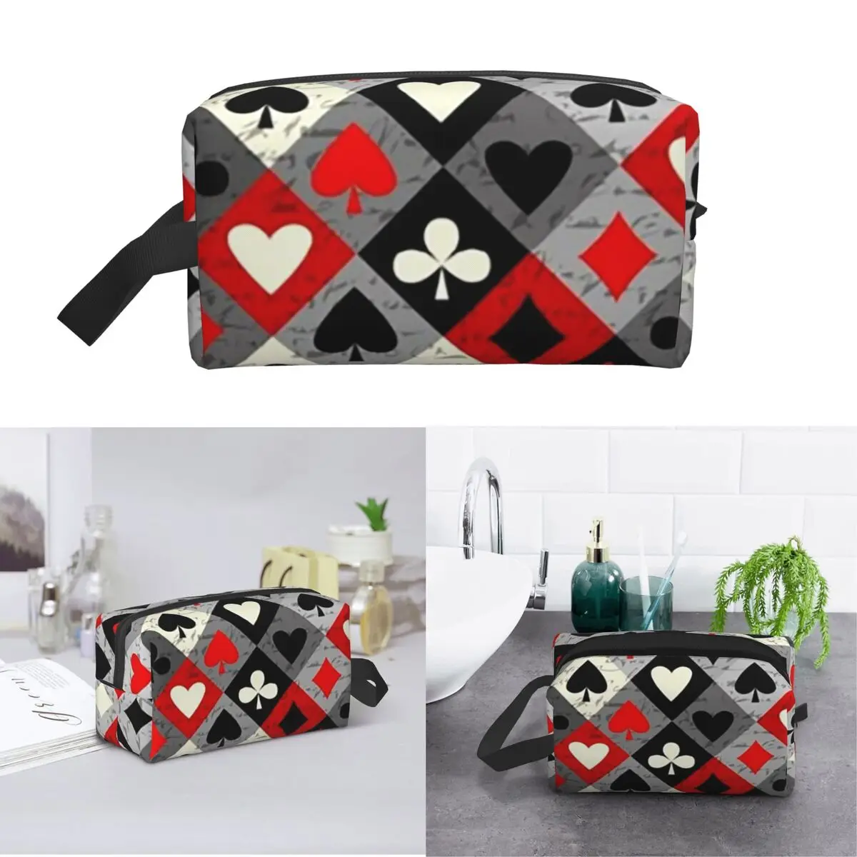 Playing Cards Poker Print Makeup Bag Cosmetic Organizer Storage Dopp Kit Toiletry Cosmetic Bag for Women Beauty Travel