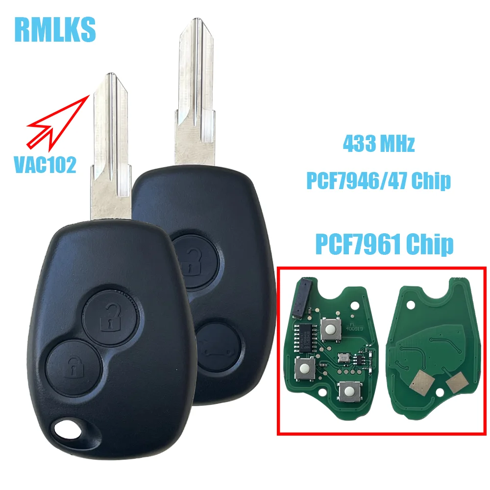 

433Mhz Remote Car Key For Renault Duster DACIA Megan Modus Clio 3 Modus Kangoo Logan Sandero PCF7946 PCF7949 PCF7961 4A Chip