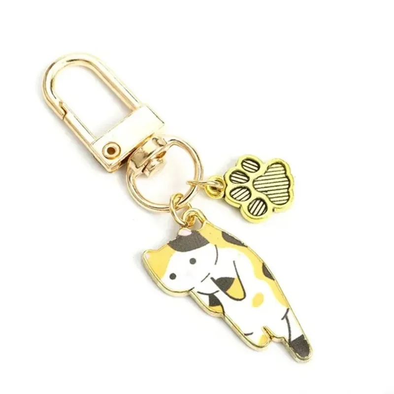 Dripping Oil Cute Cat Keychain Unique Key Ring Alloy Kitten Key Buckle Pendant Bag Charms Cartoon Pendant Girls Bag Accessories