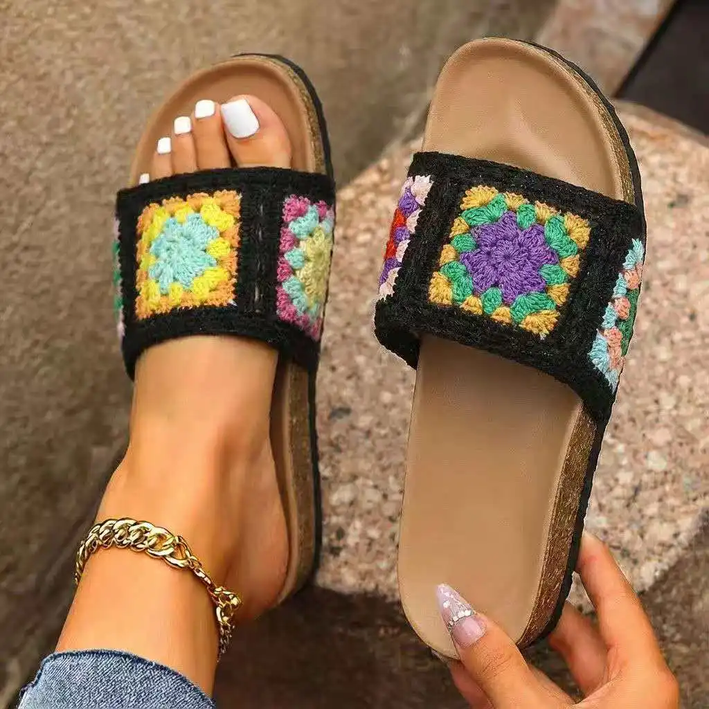 

2026 Summer fashion thick-soled flower-patterned slippers for women comfortable soft sole lightweight anti-slip casual sandals