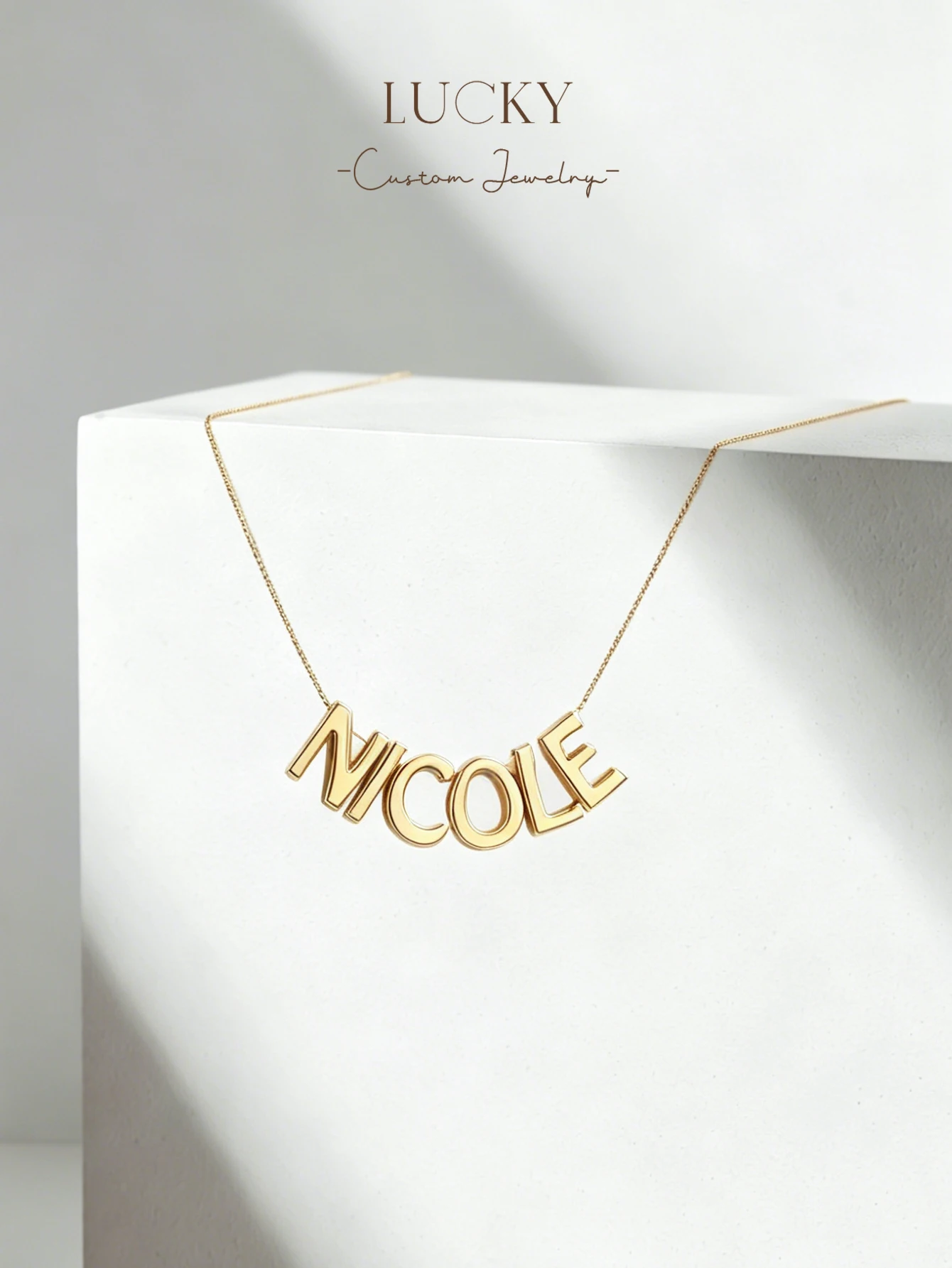 1 DIY custom women's name multi letter necklace, length 45 centimeters, customizable name, simple daily style, product includes view 5