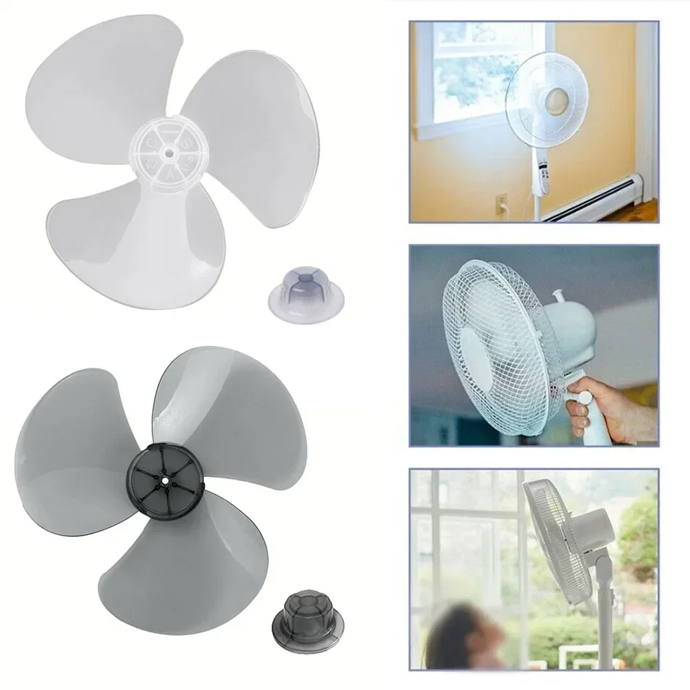 

16Inch Household Plastic Fan Blade 3 Leaves With Nuts Cover For Pedestal Transparent Table Stand Fanner General Accessory